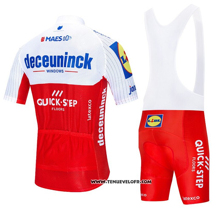 2020 Maillot Ciclismo Deceuninck Quick Step Blanc Rouge Manches Courtes et Cuissard